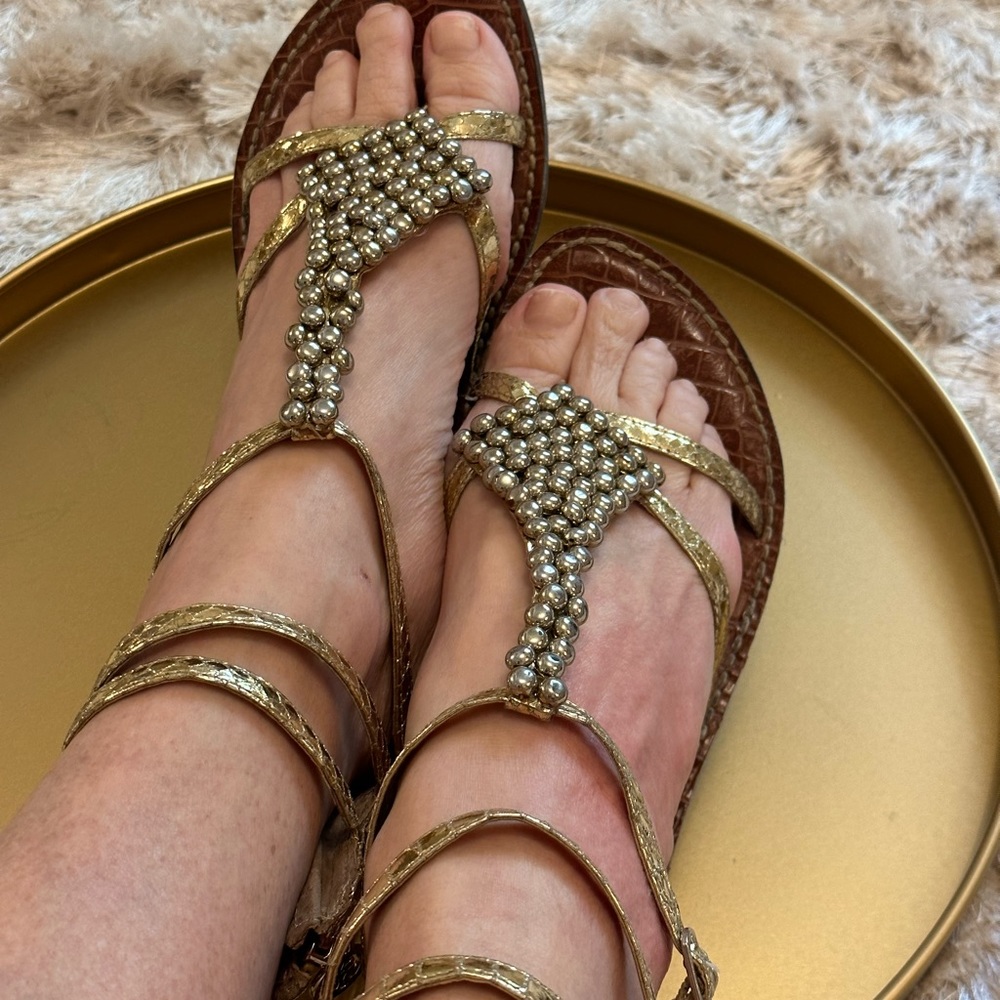 Sam Edelman 8.5, gold, gladiator sandals. Loved, worn.